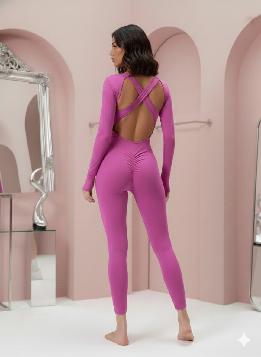 Crossback Long Sleeve Jumpsuit